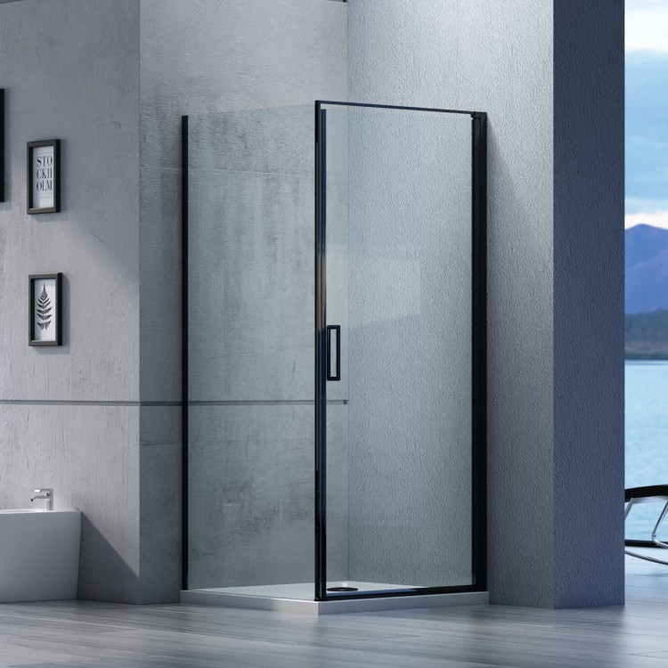 köşe duş kabini EX416S Siyah - NANO kaplama - 6mm şeffaf güvenlik camı - 90 x 90 x 195 cm