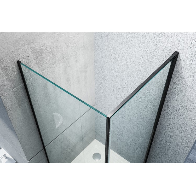 köşe duş kabini EX416S Siyah - NANO kaplama - 6mm şeffaf güvenlik camı - 90 x 90 x 195 cm